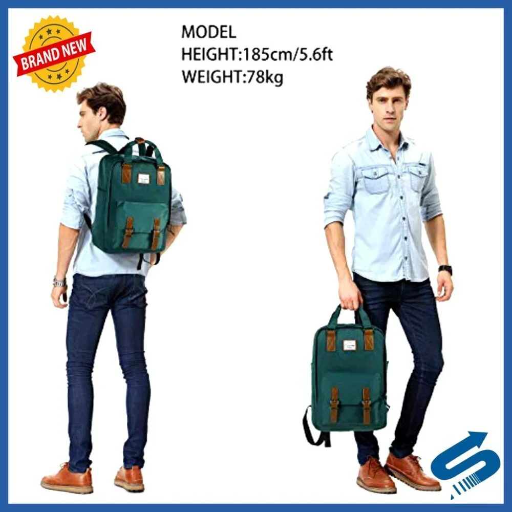 Vintage Water Resistant Daypack Casual Rucksack Unisex College Bookbag - Picture 6 of 6